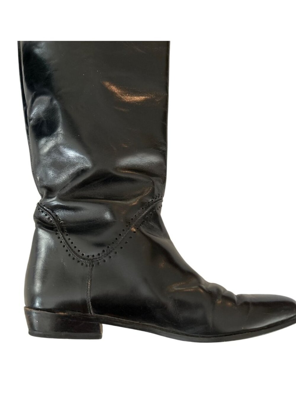 Vintage Vaneli Size 7.5 Black Patent Leather Knee High Riding Boots Equestrian - Picture 6 of 9